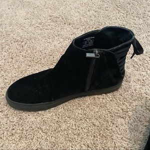 Zara Black Fuzz Sneaker w/ Lace Up Back